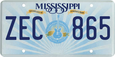 MS license plate ZEC865