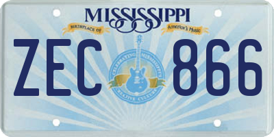 MS license plate ZEC866