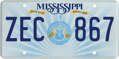 MS license plate ZEC867