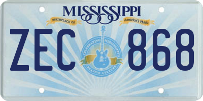 MS license plate ZEC868