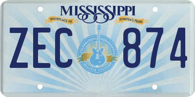 MS license plate ZEC874