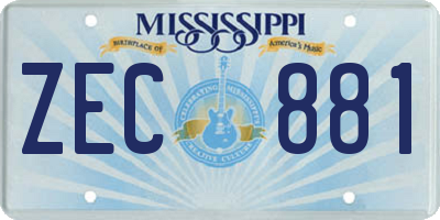 MS license plate ZEC881