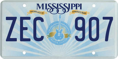 MS license plate ZEC907