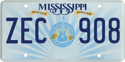 MS license plate ZEC908
