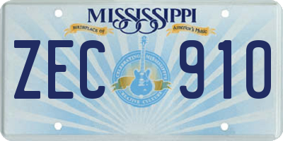 MS license plate ZEC910