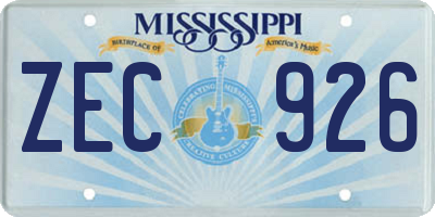 MS license plate ZEC926