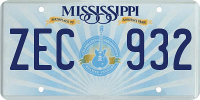 MS license plate ZEC932
