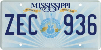 MS license plate ZEC936