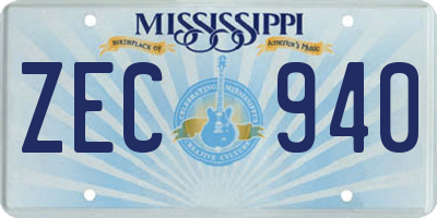 MS license plate ZEC940