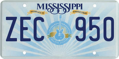 MS license plate ZEC950