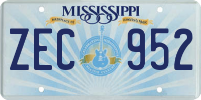 MS license plate ZEC952