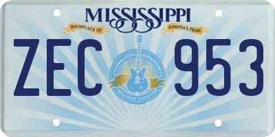 MS license plate ZEC953