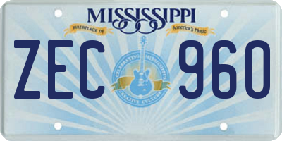 MS license plate ZEC960