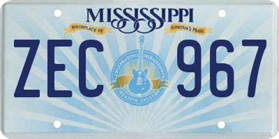 MS license plate ZEC967