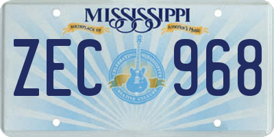 MS license plate ZEC968