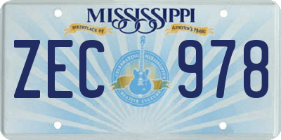 MS license plate ZEC978