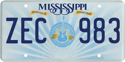 MS license plate ZEC983