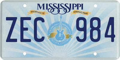 MS license plate ZEC984