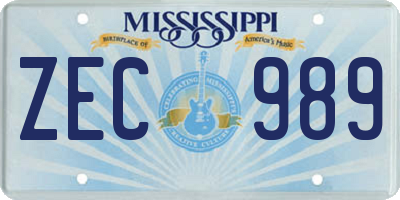 MS license plate ZEC989