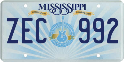 MS license plate ZEC992