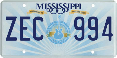 MS license plate ZEC994