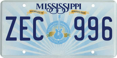 MS license plate ZEC996