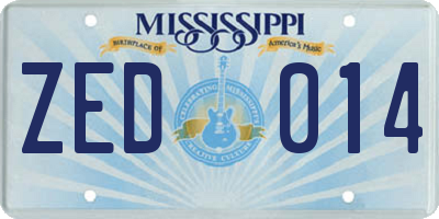 MS license plate ZED014
