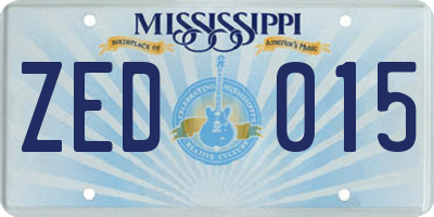 MS license plate ZED015