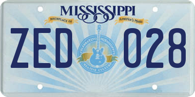 MS license plate ZED028