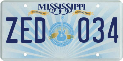 MS license plate ZED034