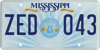 MS license plate ZED043