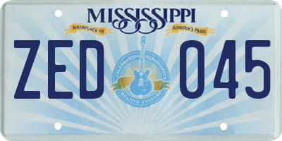 MS license plate ZED045
