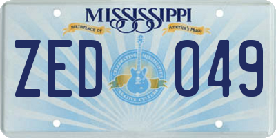 MS license plate ZED049