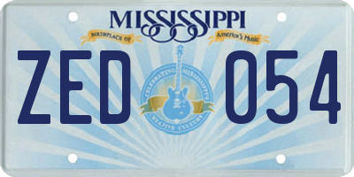 MS license plate ZED054