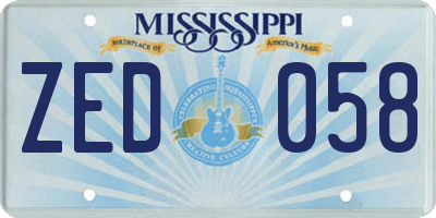 MS license plate ZED058