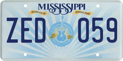 MS license plate ZED059