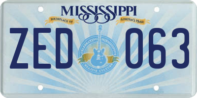 MS license plate ZED063