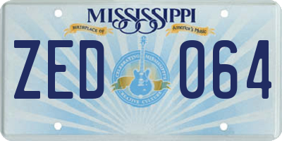 MS license plate ZED064