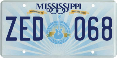 MS license plate ZED068