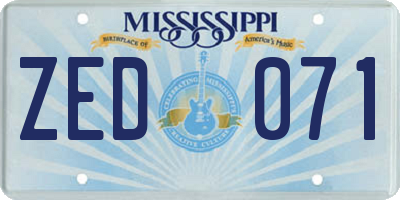 MS license plate ZED071