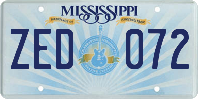 MS license plate ZED072