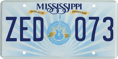 MS license plate ZED073