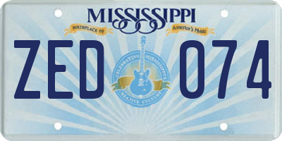 MS license plate ZED074