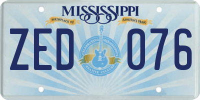 MS license plate ZED076