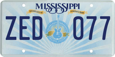 MS license plate ZED077