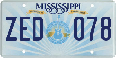 MS license plate ZED078
