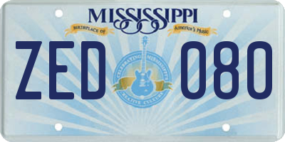 MS license plate ZED080