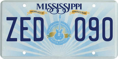 MS license plate ZED090