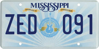 MS license plate ZED091