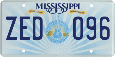 MS license plate ZED096